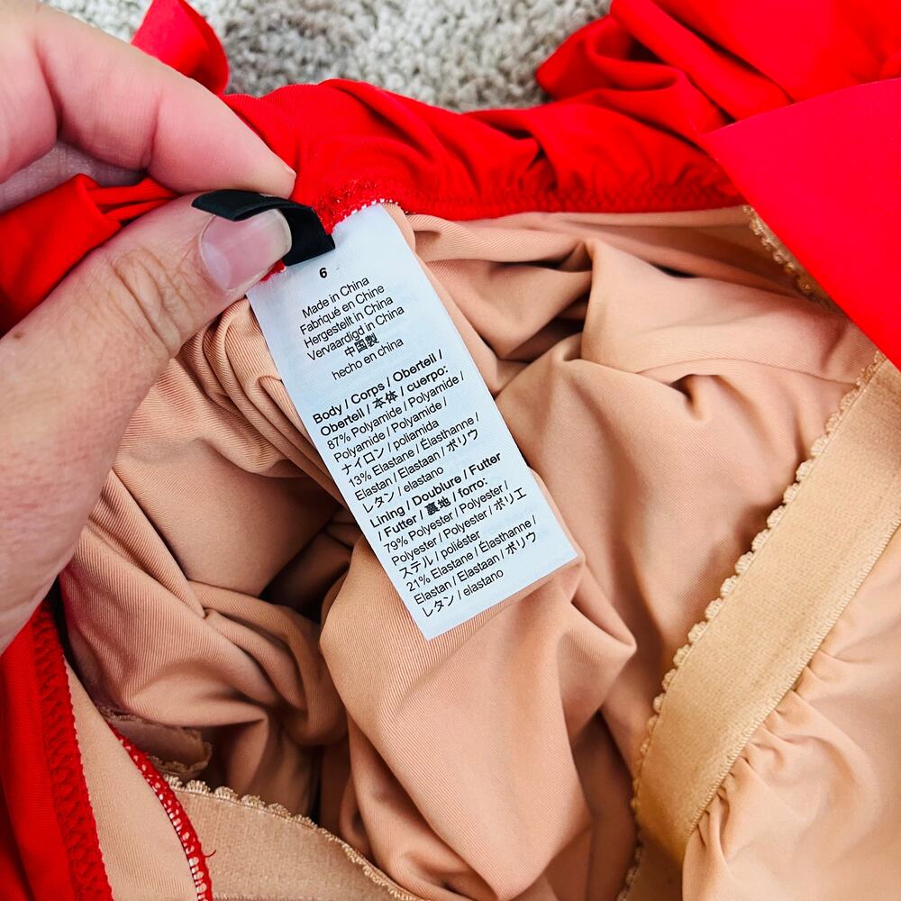J. Crew Red Ruffle scoopback one-piece swimsuit Size 6 - Picture 6 of 7